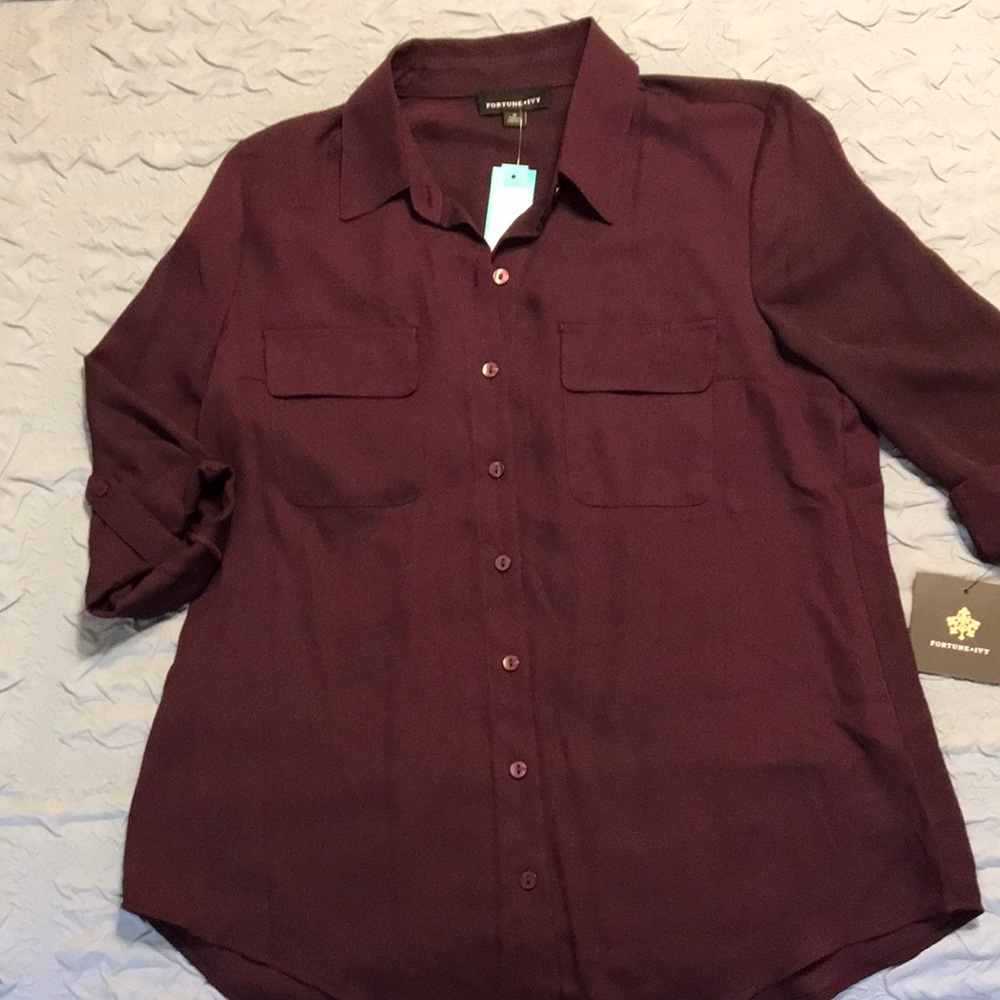 Fortune + Ivy Christelle Two Pocket Blouse